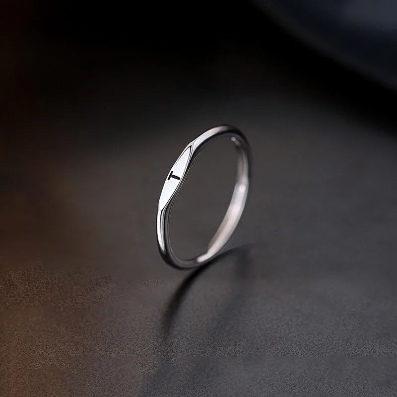 Anillo de Plata de Ley 925 con alfabeto inglés, anillo con inicial de nombre personalizado de estilo Simple, regalo de cumpleaños, joyería fina para mujer