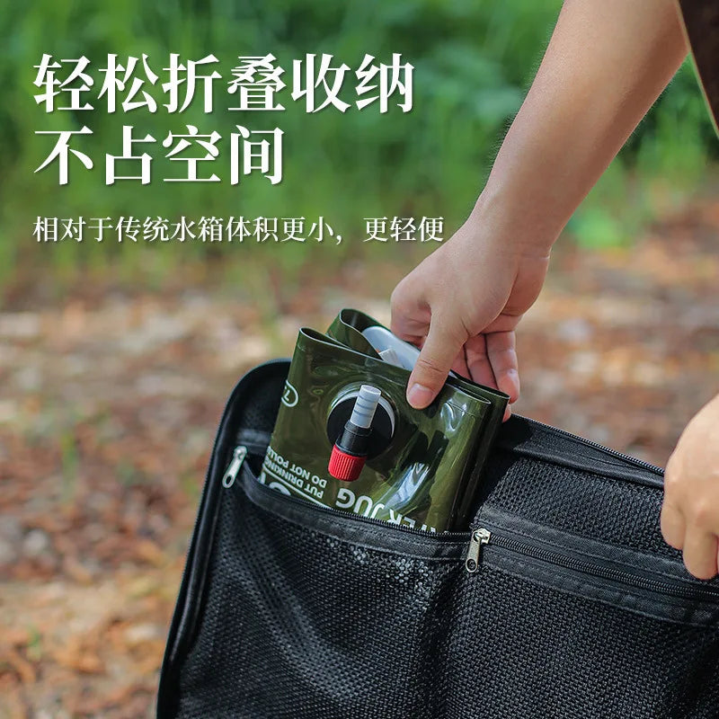 TARKA-bolsa de agua plegable para acampar, 7,5l, bolsa de agua portátil para exteriores, jarra de agua, cubo de agua con válvula de agua para Picnic, campamento y escalada