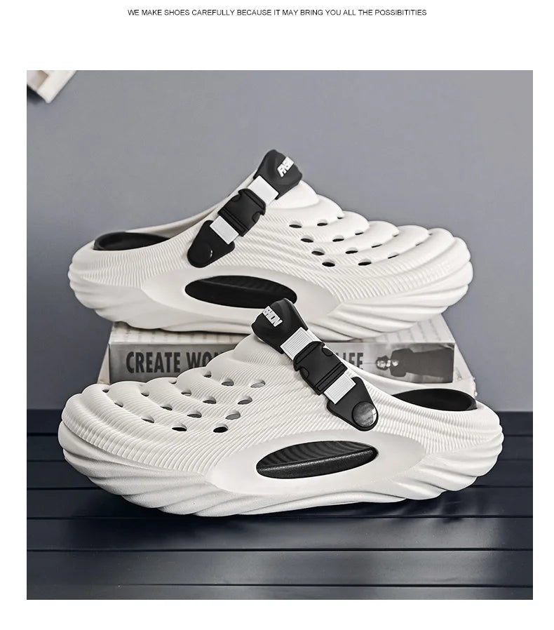 Zuecos con soporte para el arco para hombre, calzado para jardín, zapatillas de playa sin cordones para exteriores, sandalias con cojín cómodo extraíble