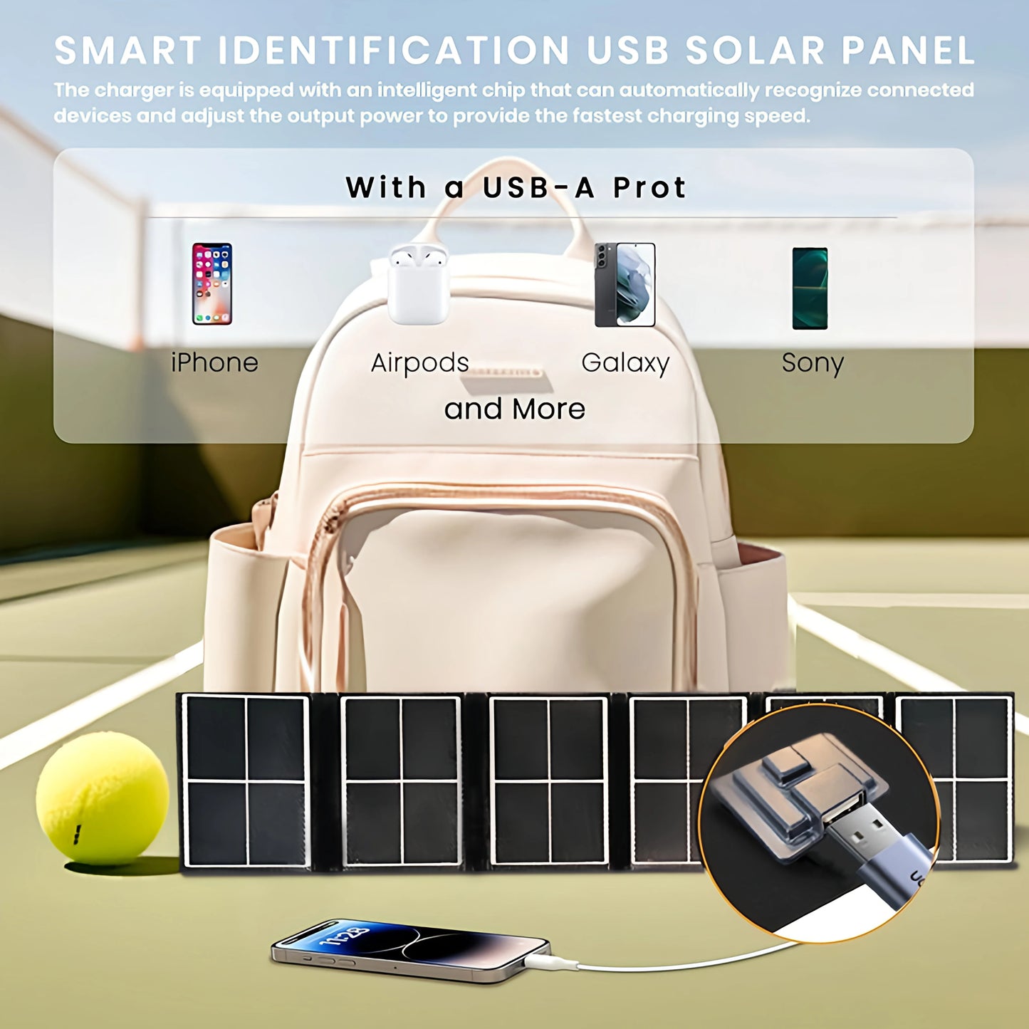 Panel Solar portátil de 14W, cargador Solar impermeable con alta eficiencia para acampar al aire libre, senderismo, viajes, fuente de alimentación de emergencia