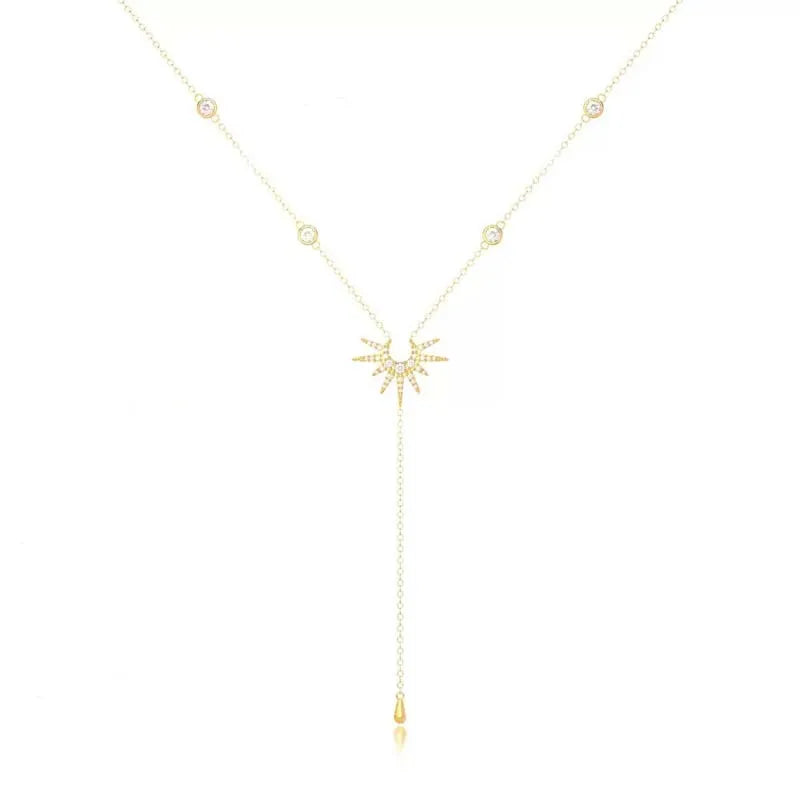 Collares con colgante en forma de Y de Color dorado a la moda para mujeres y niñas, Gargantilla larga con borla de circonia cúbica de lujo, regalo de joyerÃa