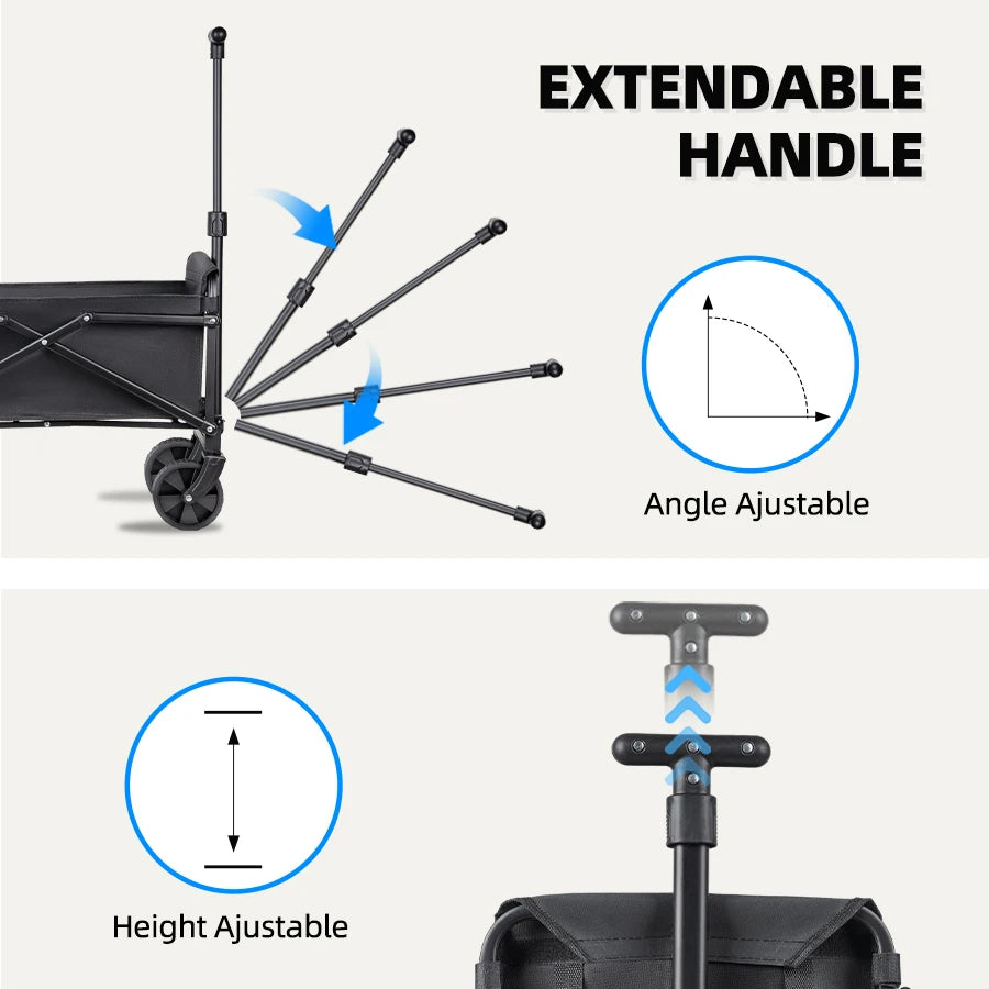 Carro plegable portátil para Picnic y acampada al aire libre, carrito utilitario plegable de alta resistencia, carrito utilitario plegable para compras y playa