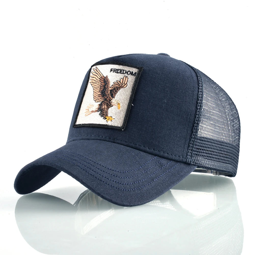 Gorras de camionero de moda con parche de cabra bordado gorra de béisbol Snapback para las cuatro estaciones para hombres y mujeres gorra con visera ajustable