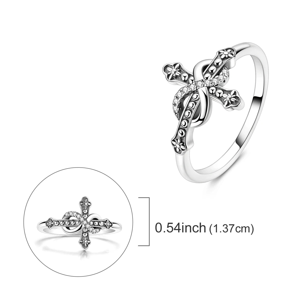 Anillo de Plata de Ley 925 Original para mujer, joyería fina con circonita, luciérnaga, corazón, cruz