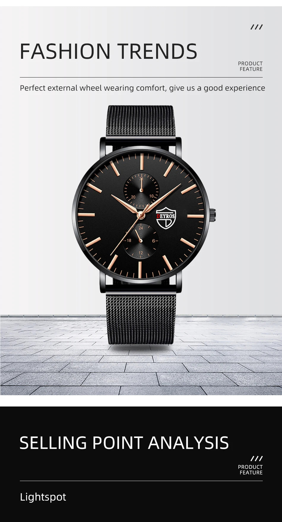 Reloj de pulsera de cuarzo de moda ultra fino para hombre reloj de pulsera de cuarzo de lujo negro de malla de acero inoxidable reloj de hombre