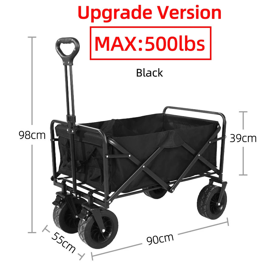 Carro de playa plegable, carro plegable de gran capacidad, carro plegable para exteriores, carrito portátil para acampar en el jardín
