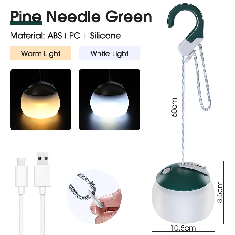 WEST BIKING-luz colgante para tienda de campaña, linternas portátiles para acampar, luz Led recargable por USB, lámpara de campamento para emergencias al aire libre