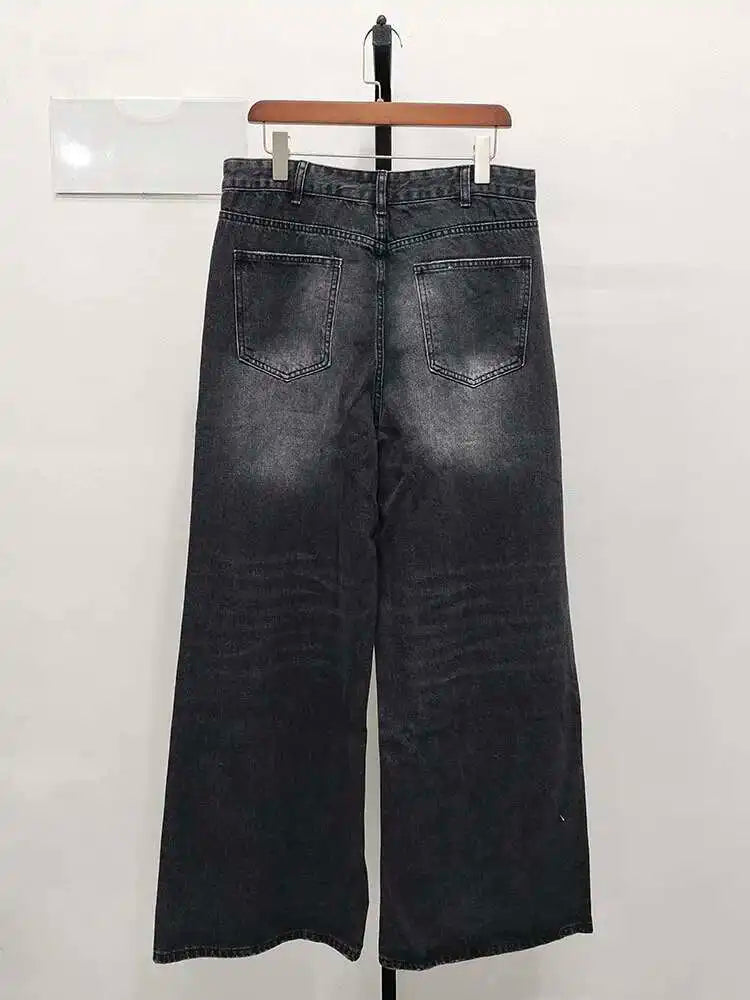 IEFB, pantalones vaqueros de verano para hombre, pantalones vaqueros lavados de color azul viejo para hombre, ropa informal recta para hombre, pantalones sueltos de pierna ancha, nueva moda 9C354