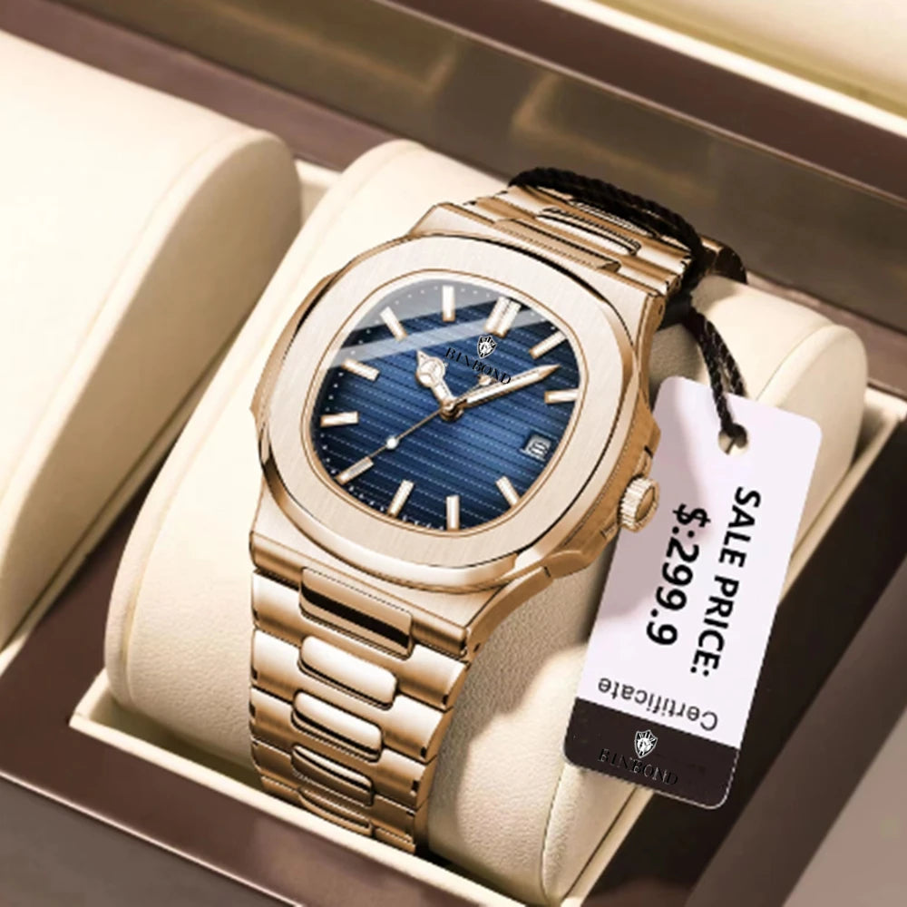 Nuevo Reloj informal de negocios de oro rosa, Reloj de lujo para Hombre, relojes automáticos, relojes de pulsera de cuarzo de alta moda para Hombre, regalos, Reloj para Hombre
