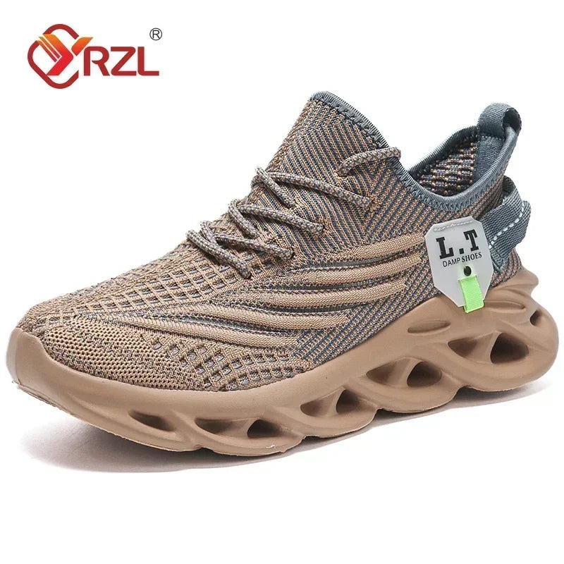 YRZL hombres deportes correr negro zapatos para correr zapatillas casuales al aire libre malla transpirable mujeres ligero absorción de impacto tenis negro