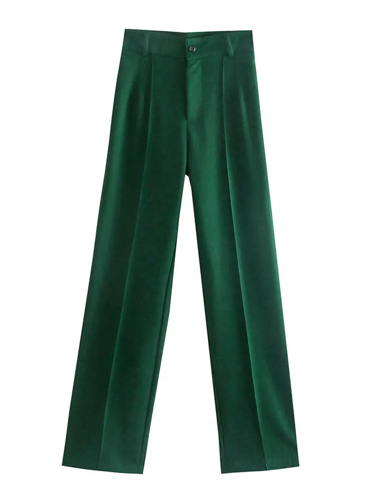 TRZA, pantalones rectos elegantes a la moda para oficina para Mujer, pantalones Vintage de cintura alta con cremallera, pantalones para Mujer