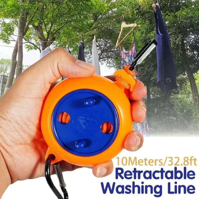 Tendedero retráctil portátil para viajes al aire libre, Camping, Hotel, resistente al viento, antideslizante, colgador de ropa de 10M, accesorios de cuerda de secado, 1 ud.