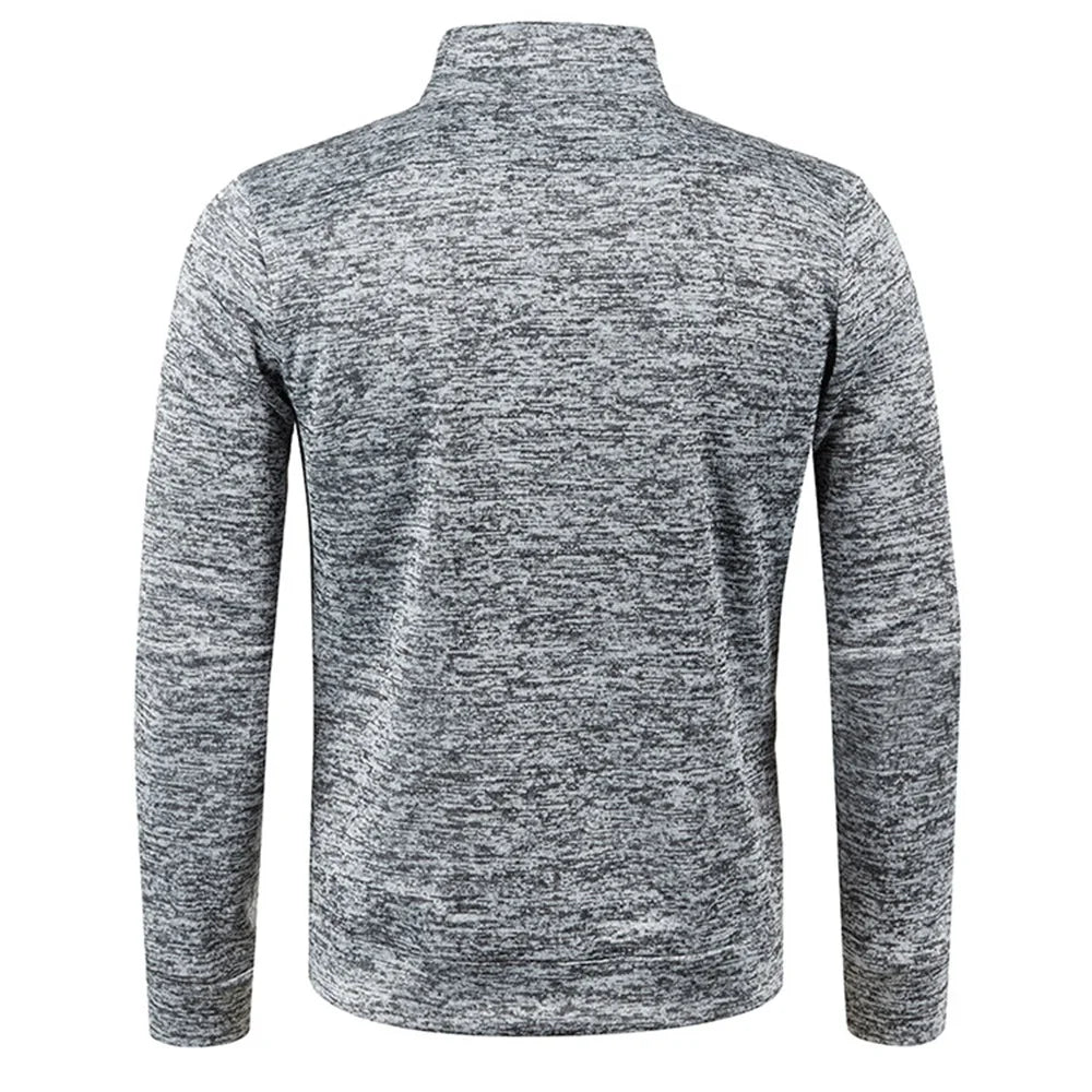 Jersey para hombre, sudaderas más gruesas, jersey con media cremallera para hombre, sudadera con capucha para hombre, suéteres de cuello alto de Color sólido de otoño