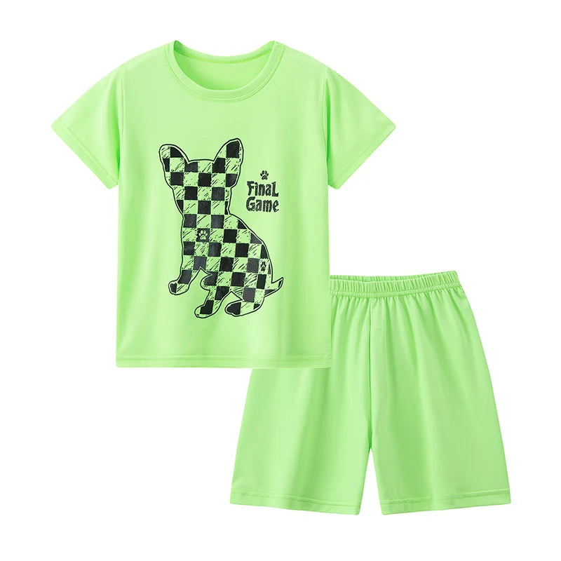 Conjunto de pantalones cortos de manga corta para niños, cómodo y versátil, informal, para el hogar y al aire libre, 2 piezas, verano