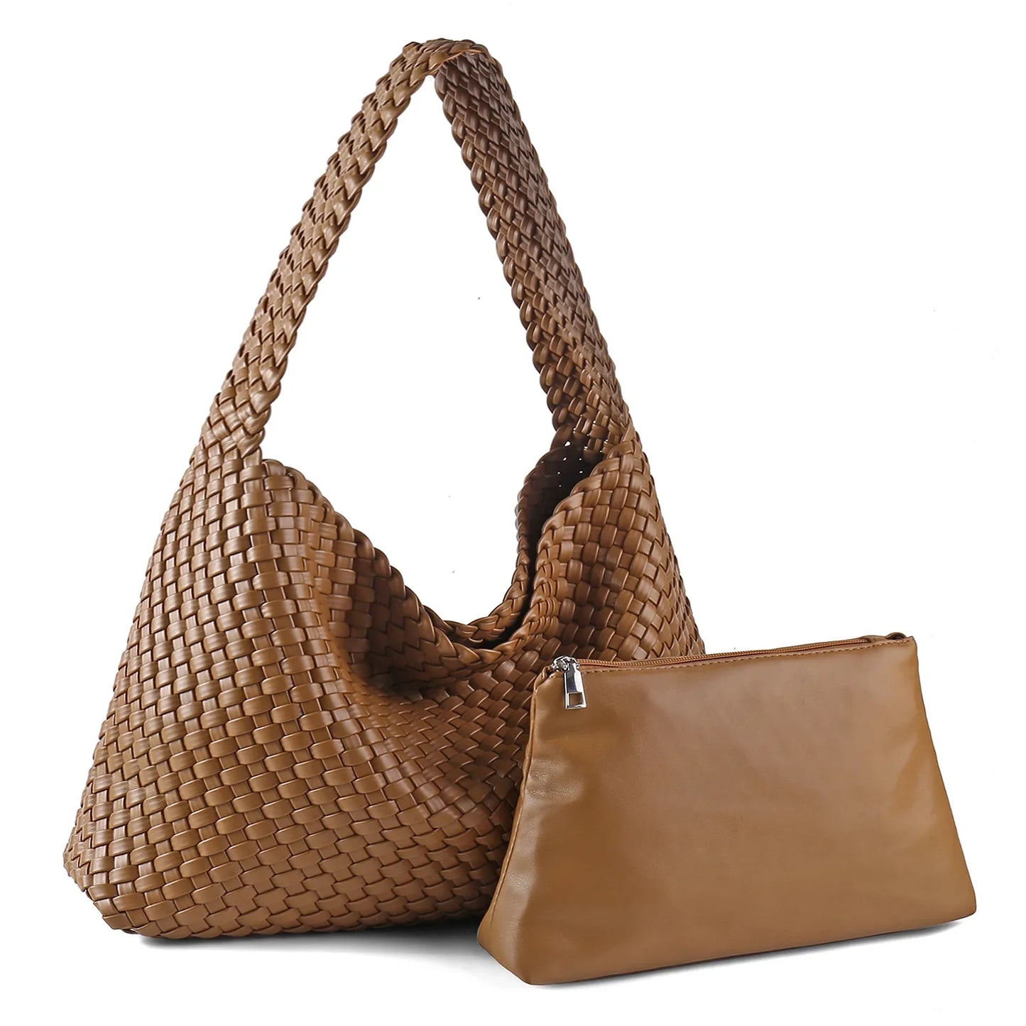 ZR DIARY-Bolso tejido de lujo para mujer, bolsa de mano de gran capacidad de cuero PU, informal, a la moda, con textura suave, BZ618