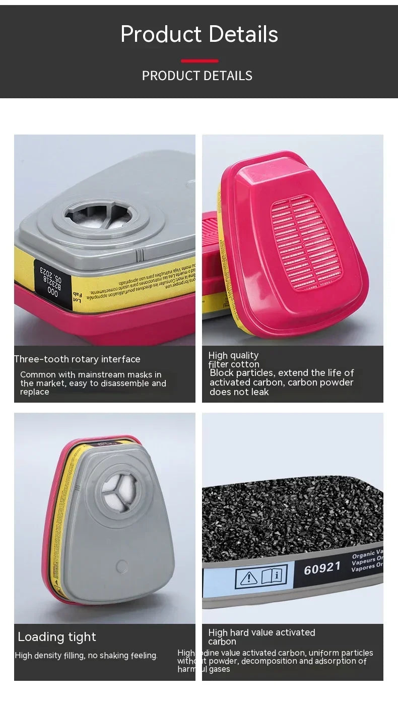 Accesorios de caja de filtro de máscara de gas 60926, 60923, 60921 - Cartucho/filtro multigas/vapor con protección P100 para vapores orgánicos