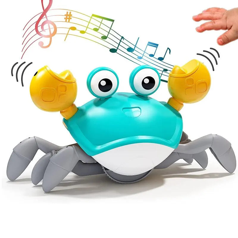 1Pc Escape Cangrejo función de detección automática niños arrastrándose evitando obstáculos mascota electrónica con música