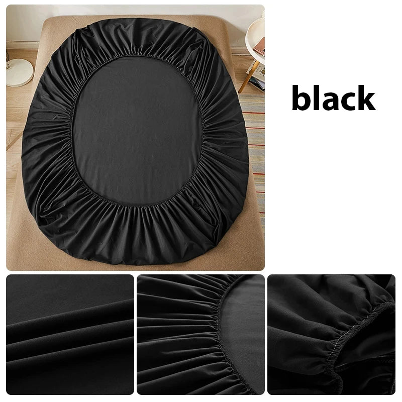 Sábana bajera 100% de algodón con banda elástica, funda de colchón ajustable antideslizante de Color sólido para camas individuales, dobles, King y Queen