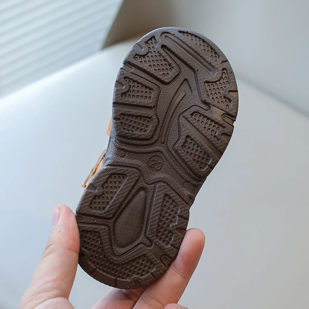 Sandalias deportivas de verano para niños, sandalias Vintage de cuero PU para niño, sandalias antideslizantes de suela blanda para chico, zapatos de verano a la moda