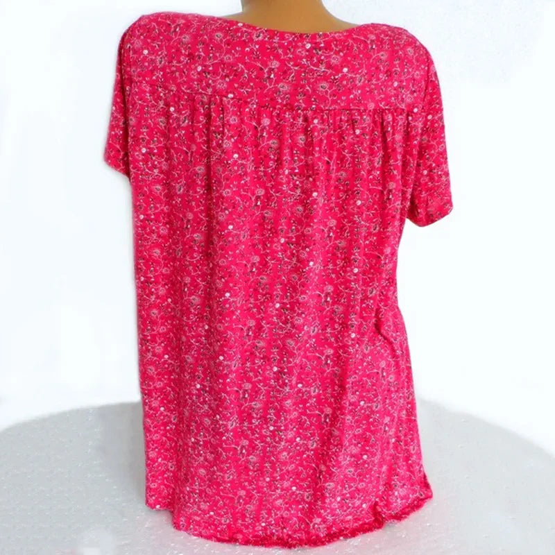 Camiseta holgada sin mangas para mujer, ropa de dormir de casa con cuello en V, Tops con estampado Floral, camisetas informales sexys a la moda para mujer