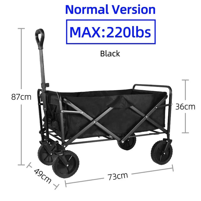 Carro de playa plegable, carro plegable de gran capacidad, carro plegable para exteriores, carrito portátil para acampar en el jardín
