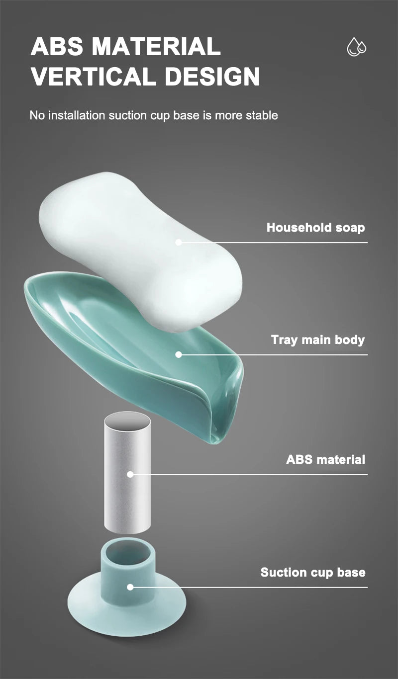 Soporte para jabón, escurridor de agua, jabonera con forma de hoja, escurridor de jabón para ducha, ventosa, contenedor de jabón, accesorios modernos para baño