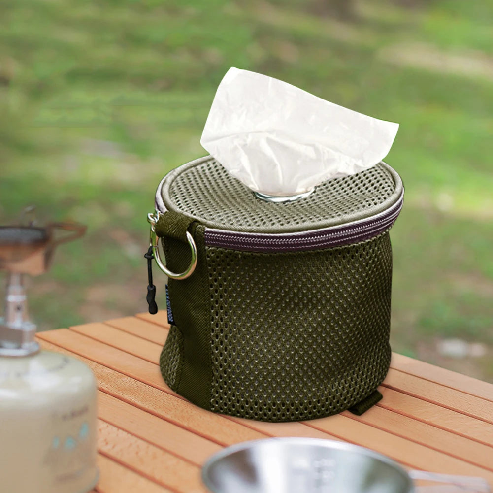 Estuche de pañuelos para acampar al aire libre con gancho, bolsa de almacenamiento de papel en rollo, caja de almacenamiento de papel higiénico para Picnic, senderismo y Camping