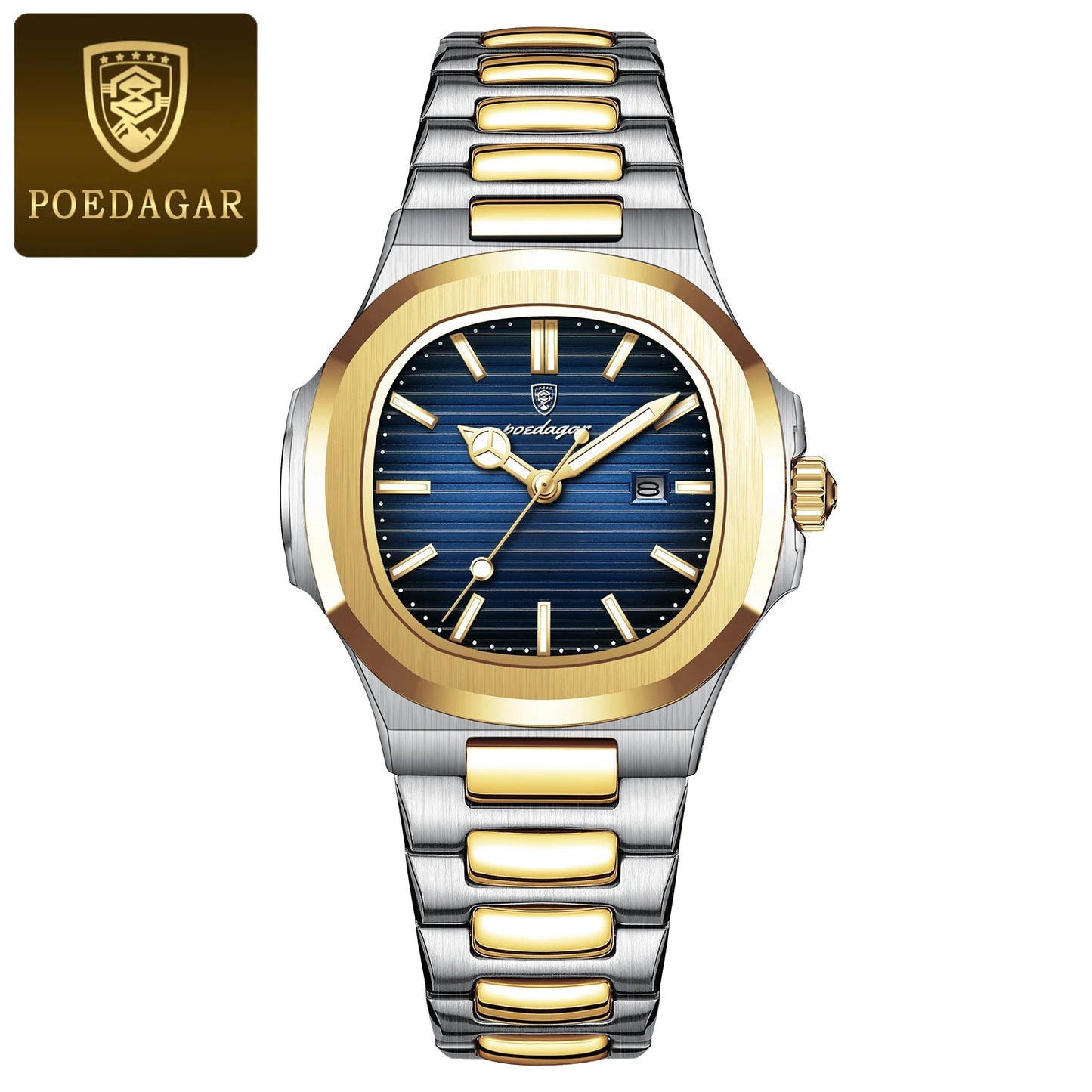 Reloj POEDAGAR cuadrado de lujo para mujer, reloj de pulsera resistente al agua con fecha luminosa para mujer, relojes de cuarzo de moda de acero inoxidable para mujer
