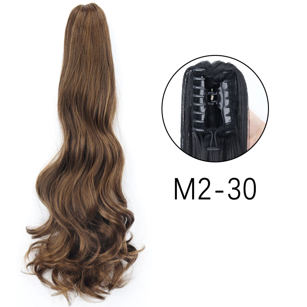 Extensiones de cabello de cola de caballo con Clip de garra larga y recta sintética, pieza de cabello de cola de caballo resistente al calor de 24 pulgadas para mujer, fiesta diaria