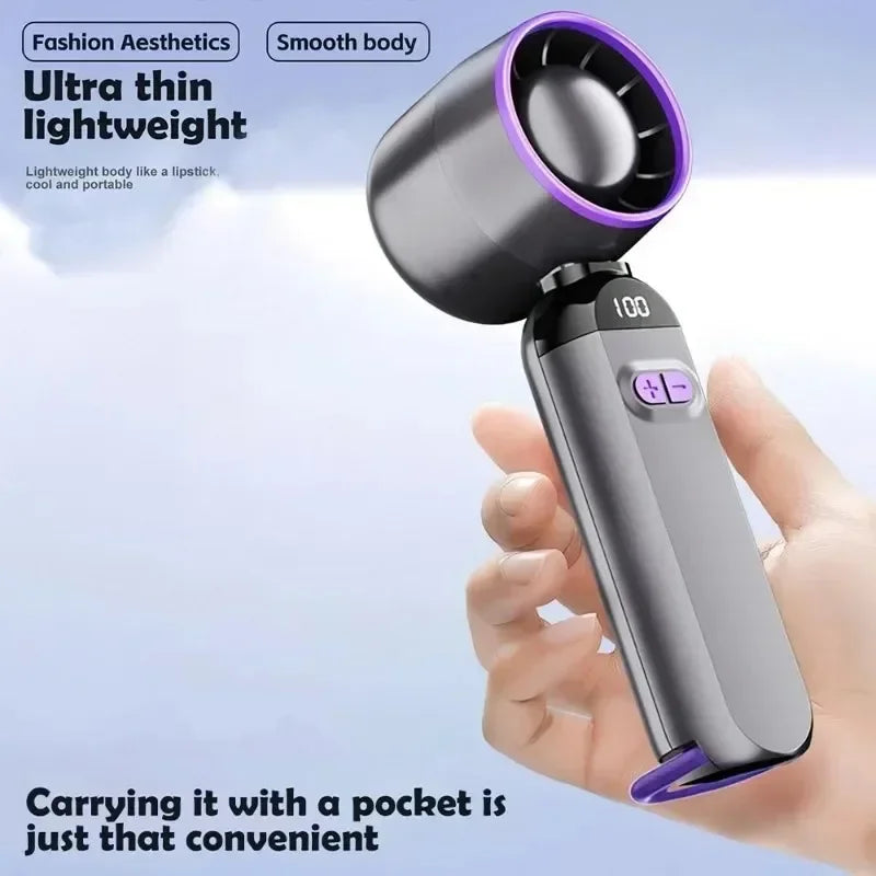 Ventilador de carga USB plegable, ventilador de viento fuerte para exteriores, ventilador portátil con pantalla Digital para viajes de acampada al aire libre