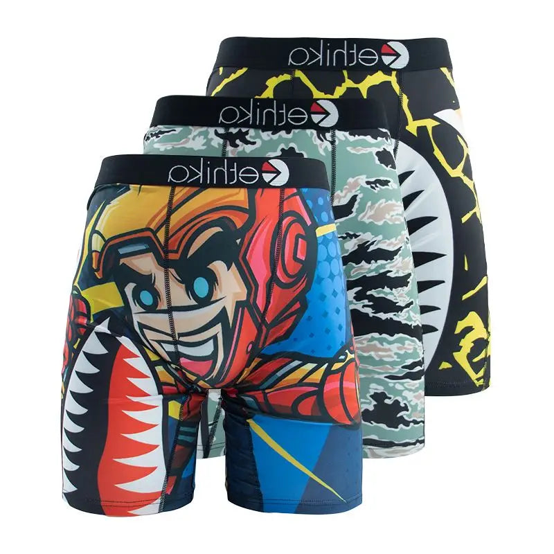 Calzoncillos Bóxer estampados para hombre, ropa interior Sexy, 3 piezas, talla grande XXXL