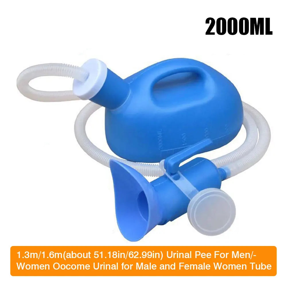 Urinario portátil de 2000ml con manguera para mujeres y hombres, extensión de 1,3/1,6 m, inodoro de tubo largo, urinario para exteriores, olla para acampar y viajar