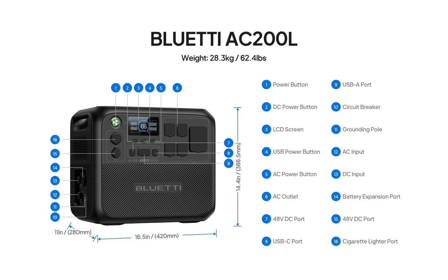 Bluetti AC200L enchufe estadounidense 2400W 2048Wh estación de energía portátil generador Solar uso doméstico UPS Camping pescado RV batería LiFePO4 al aire libre