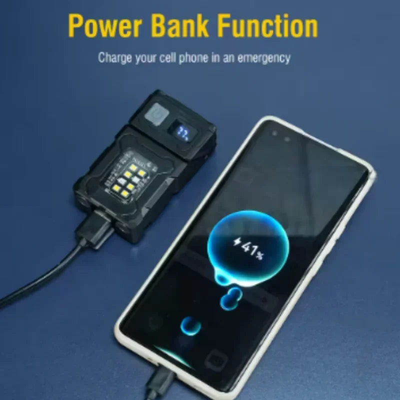 Luz de trabajo al aire libre Mini imán portátil LED USB recargable luz de Camping con mochila correa Clip herramientas de senderismo