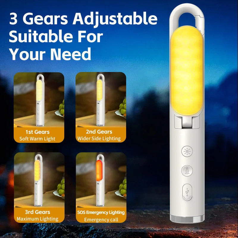 Linterna de Camping UltraBrillante con Linterna y Modo SOS - Plegable, Carga Tipo-C, Impermeable IP53 para Senderismo/Reparaciones de Emergencia