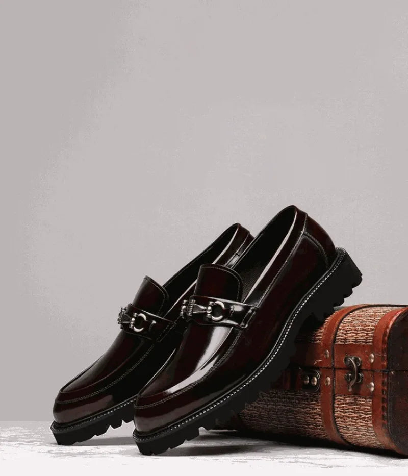 Zapatos de vestir de cuero para hombre, hebilla de calle de caballo, zapatos Oxford de alta calidad para hombre, zapatos formales para fiesta de boda y oficina, talla grande 38-48