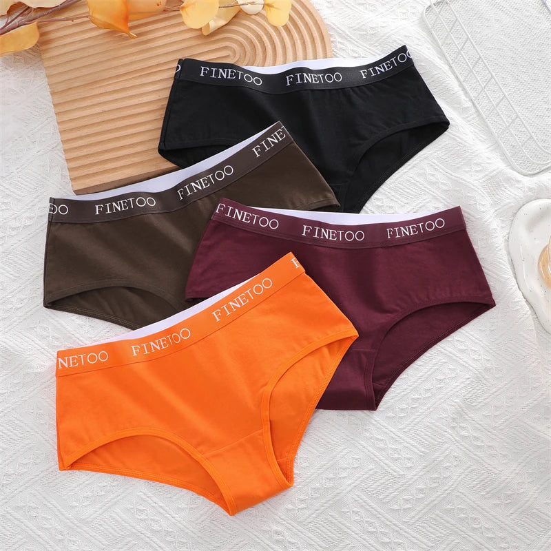 FINETOO, 3 uds., ropa interior con cinturón de algodón con letras, bragas para mujer, bragas sexis transpirables de cintura baja, lencerÃa cómoda elástica para mujer