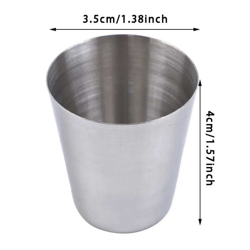 4/6 Uds tazas de acero inoxidable Mini vaso de chupito taza de cerveza taza de vino de Metal vaso de café tazas de té y leche Camping senderismo juego de tazas portátiles