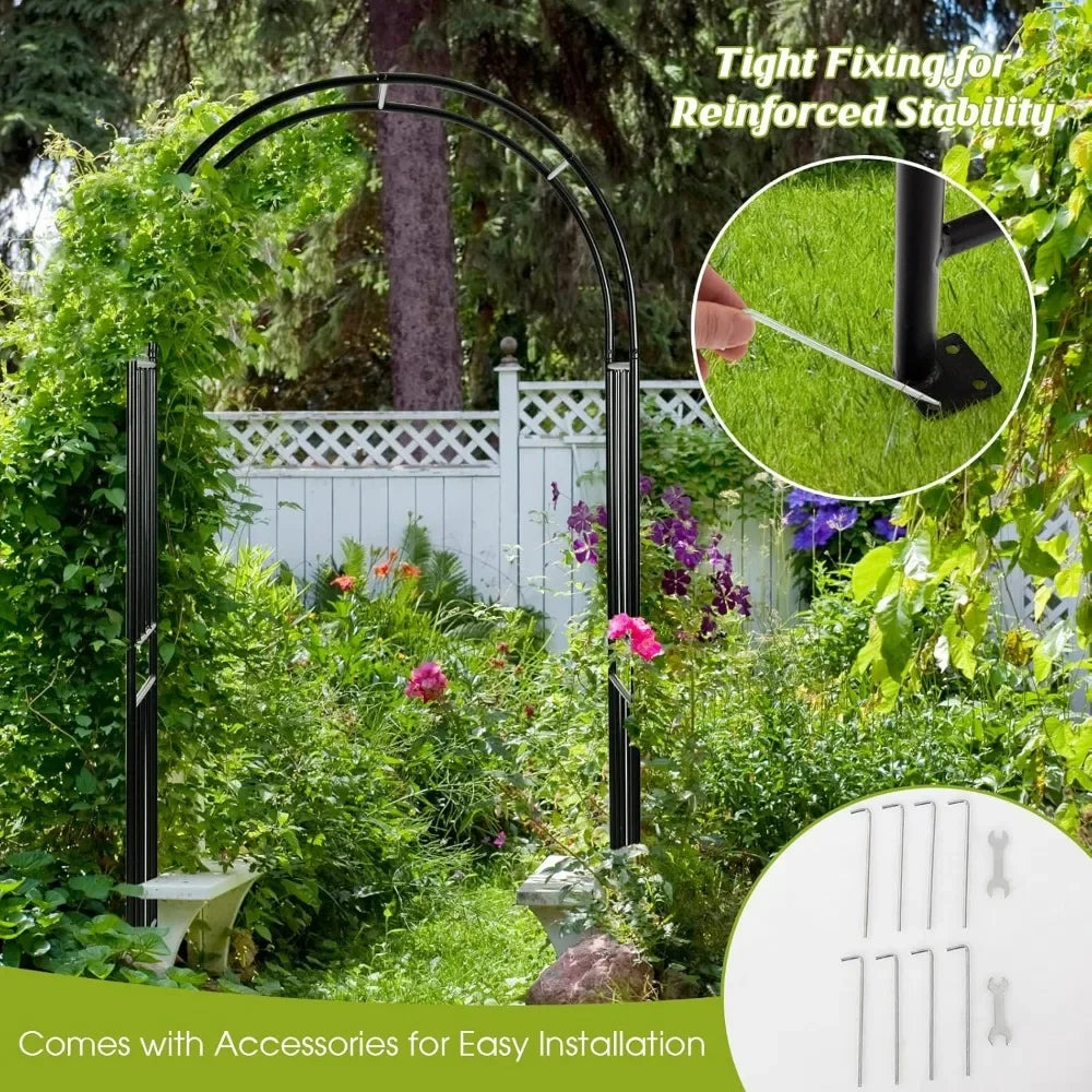 Arco de jardín de metal, cenador exterior de 7,2 pies / 86" para plantas trepadoras: ideal para bodas o jardines