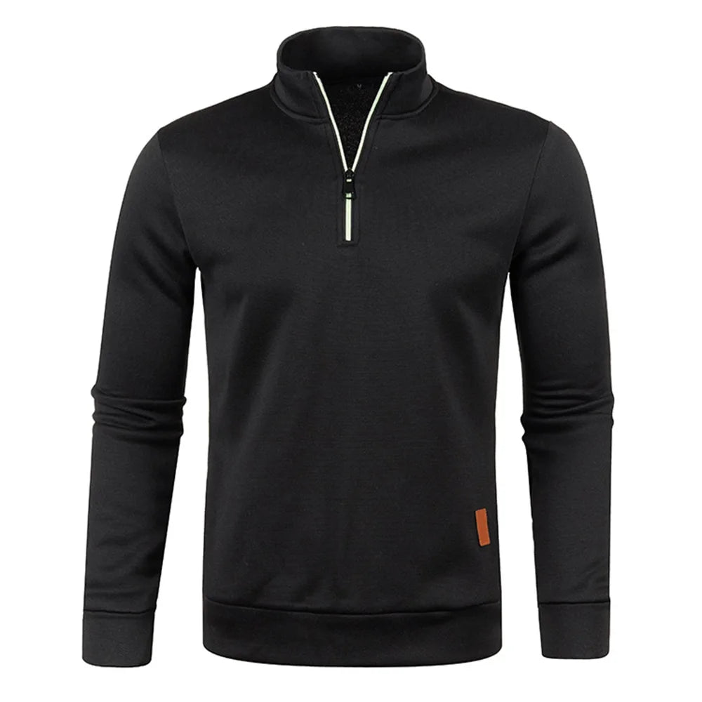 Jersey para hombre, sudaderas más gruesas, jersey con media cremallera para hombre, sudadera con capucha para hombre, suéteres de cuello alto de Color sólido de otoño