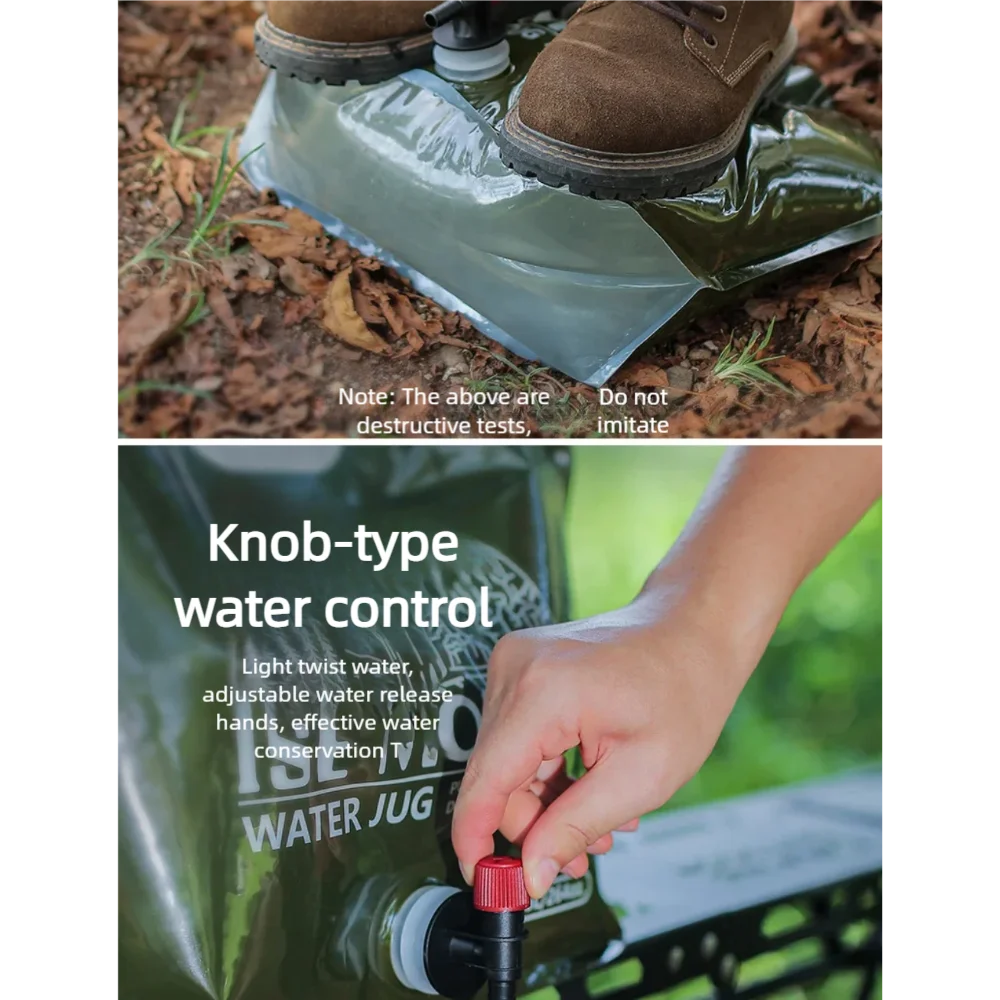 TARKA-bolsa de agua plegable para acampar, 7,5l, bolsa de agua portátil para exteriores, jarra de agua, cubo de agua con válvula de agua para Picnic, campamento y escalada