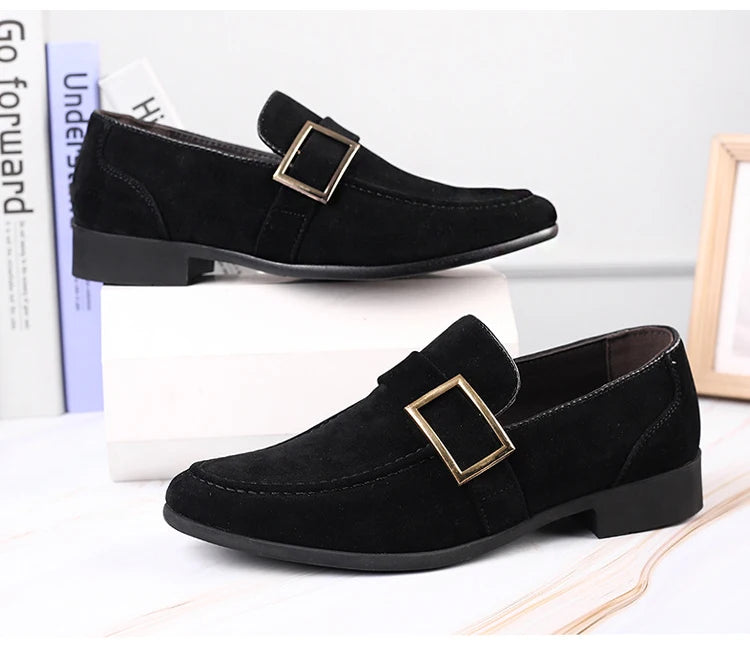 Zapatos de vestir para hombre, mocasines formales de diseñador, zapatos de cuero de gamuza, mocasines de trabajo Social y negocios, boda