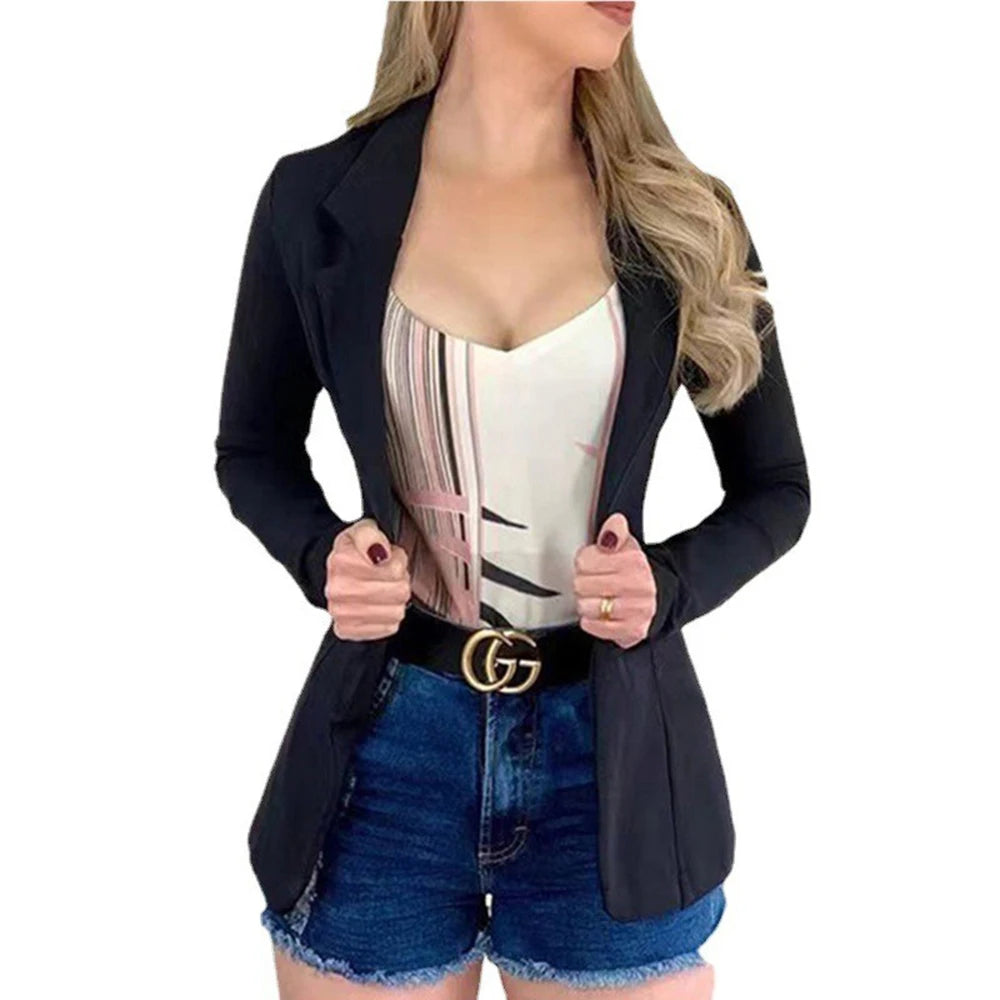 Abrigo deportivo elegante para mujer, top informal deportivo de oficina ajustado de manga larga