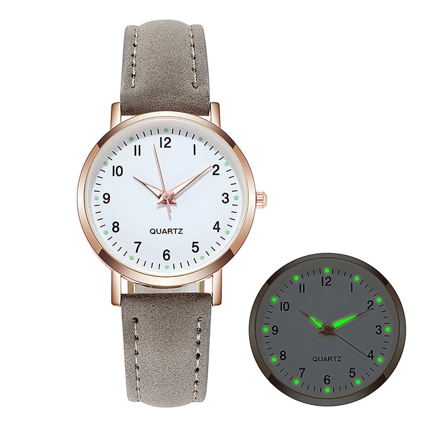 Reloj de Mujer a la moda para Mujer, relojes con correa de cuero, Reloj de pulsera luminoso de cuarzo analógico de lujo para Mujer, Reloj femenino