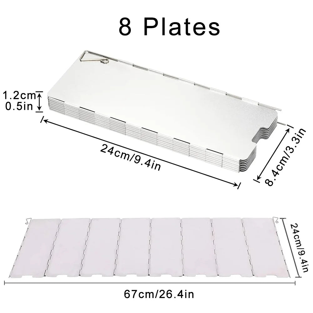 Estufa de Camping plegable con 8/9/10/12/14/16 placas, parabrisas, estufa de Gas, protector contra el viento, cocina ligera para pícnic al aire libre, pantalla de viento