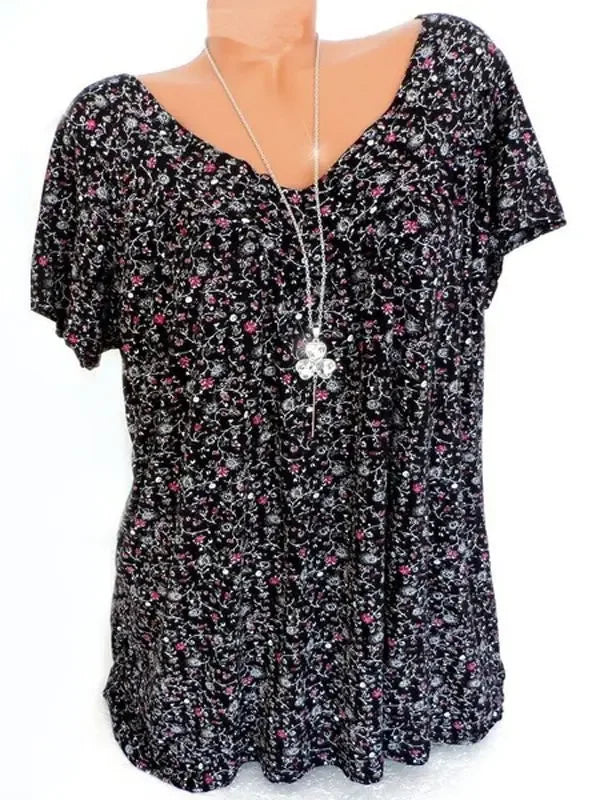 Camiseta holgada sin mangas para mujer, ropa de dormir de casa con cuello en V, Tops con estampado Floral, camisetas informales sexys a la moda para mujer