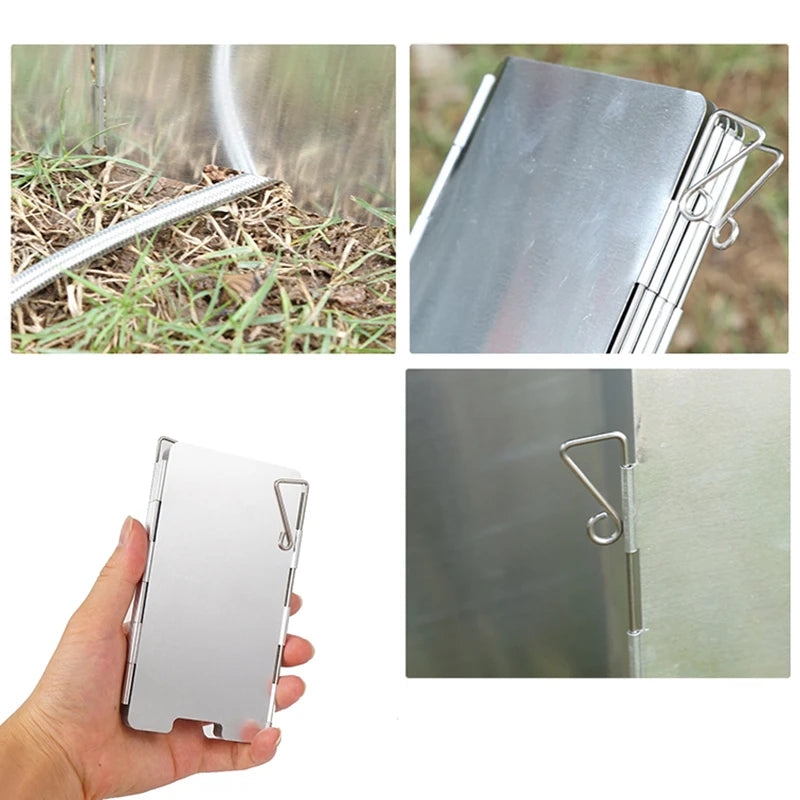 Estufa al aire libre protector contra el viento parabrisas de Camping 9 placas cocinas de Gas plegables deflectores de viento equipo de estufa herramienta de accesorios