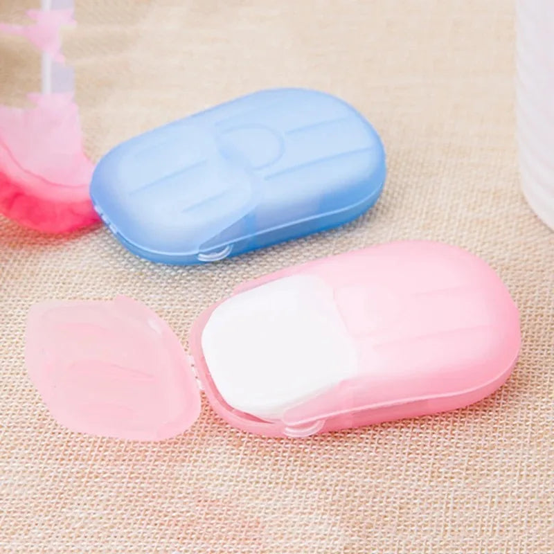 Jabón portátil de papel desechable para viajes, Camping, Mini jabones de limpieza para lavar, limpieza de manos para senderismo al aire libre, suministros al aire libre