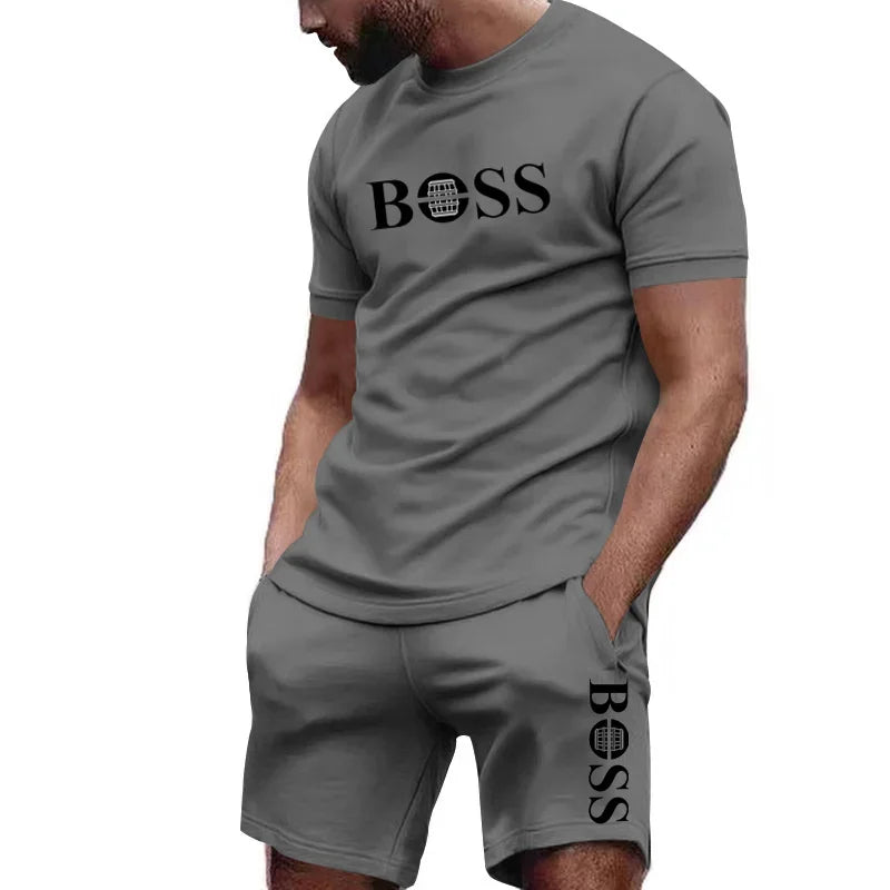 Ropa deportiva de dos piezas para hombre, conjunto de camiseta y pantalones de manga corta, ropa deportiva para correr y fitness, verano 2024, gran descuento, 2024
