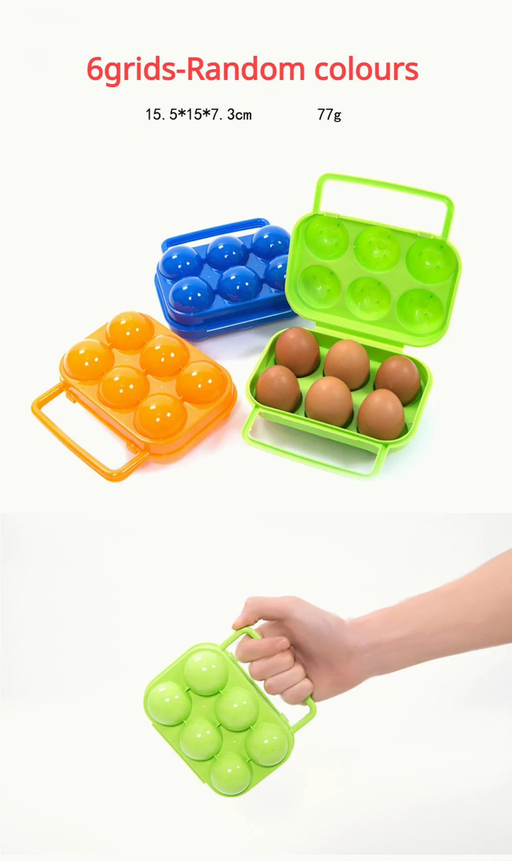 Caja de almacenamiento de huevos con rejilla 2/4/6/12, contenedor portátil para huevos para acampar al aire libre, caja para huevos de Picnic, estuche organizador de cocina